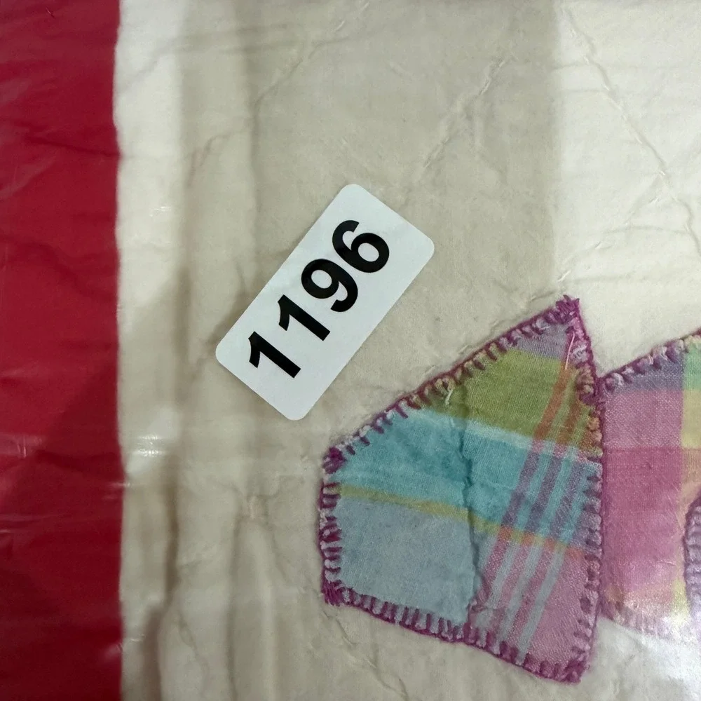 Quilt Sunbonnet Sue Applique Vintage 1972 Handmade 50.5x70  Folk Art Red White